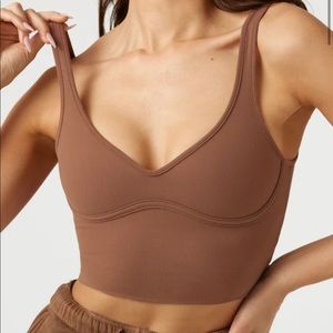 Joah brown contour crop tank in sueded mocha XS